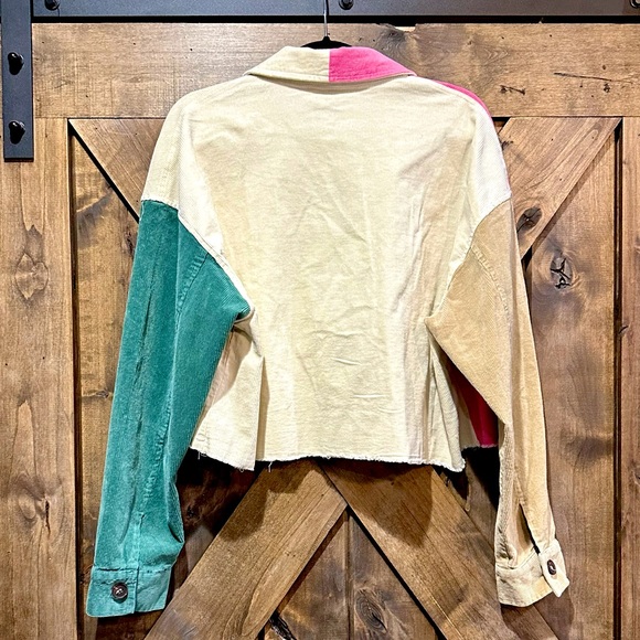 NWT Mainstrip Color Block Corduroy Cropped Shacket - Picture 6 of 15